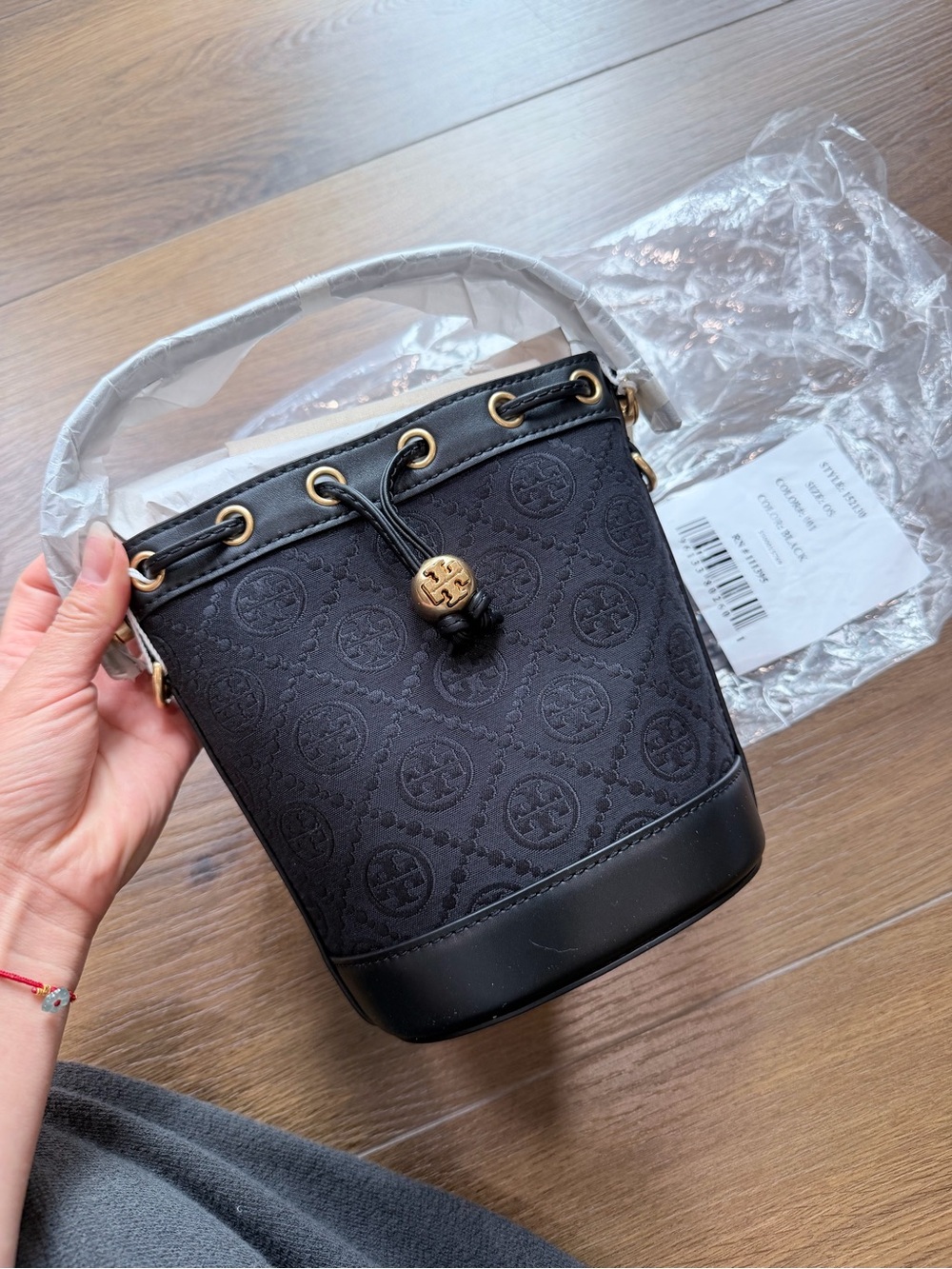 Tory Burch T Monogram Mini Bucket Bag Crossbody in Black NWT